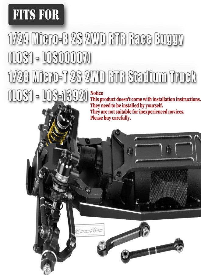 RCarmubWow RC Upgrades Part for L0S1 1/24 Micro-B,1/28 Micro-T,Driveshafts,Shocks,Shock Towers,A Arms,Caster Blocks,Steering Block,Stub Axle Carriers,Turnbuckles,Bearing & Screw Set,Black - Image 2